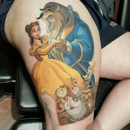 Tattoos - Beauty & The Beast Thigh Piece - 110176